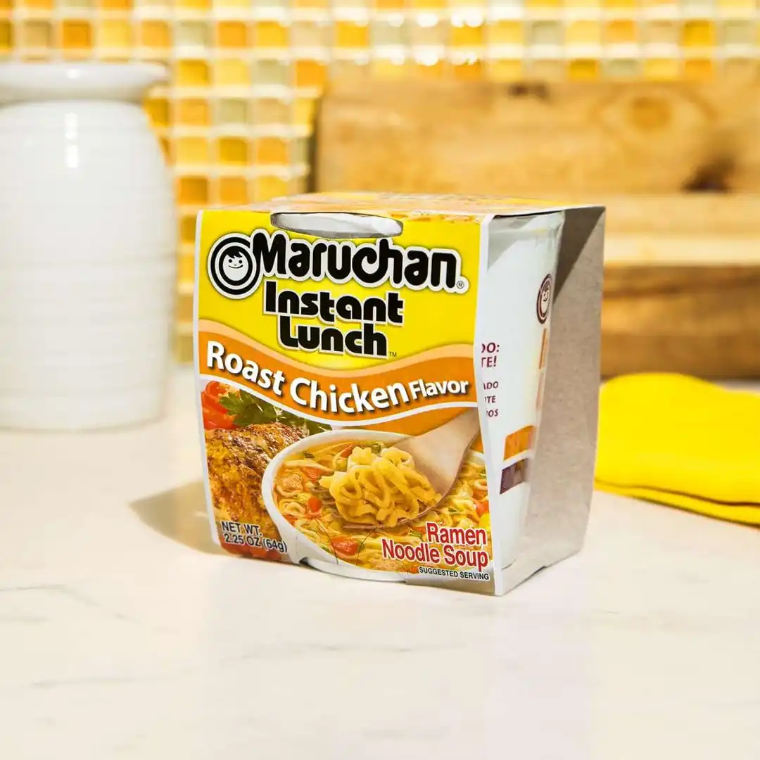 Maruchan Instant Lunch Ramen Noodles, Roast Chicken Flavor – Japanese-Style Instant Noodle Soup, Easy Meal Ready in 3 Minutes – 2.25 Oz., (Pack of 24) - Image 6