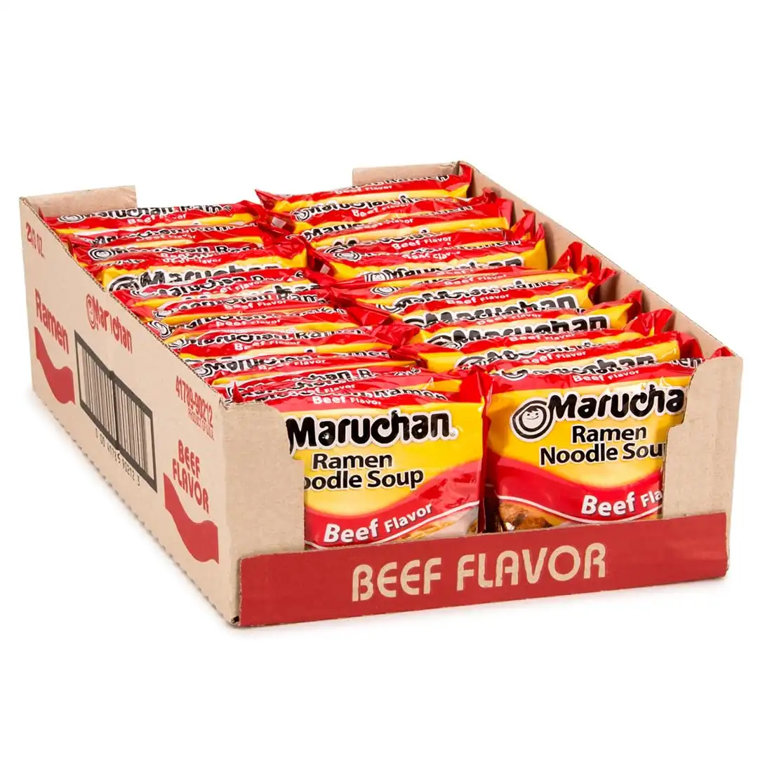 Maruchan Ramen Noodle Soup, Beef Flavor – Japanese-Style Instant Noodles, Quick & Easy Meal for Kids, Students & Busy Families – 3 Oz. (24 Pack)