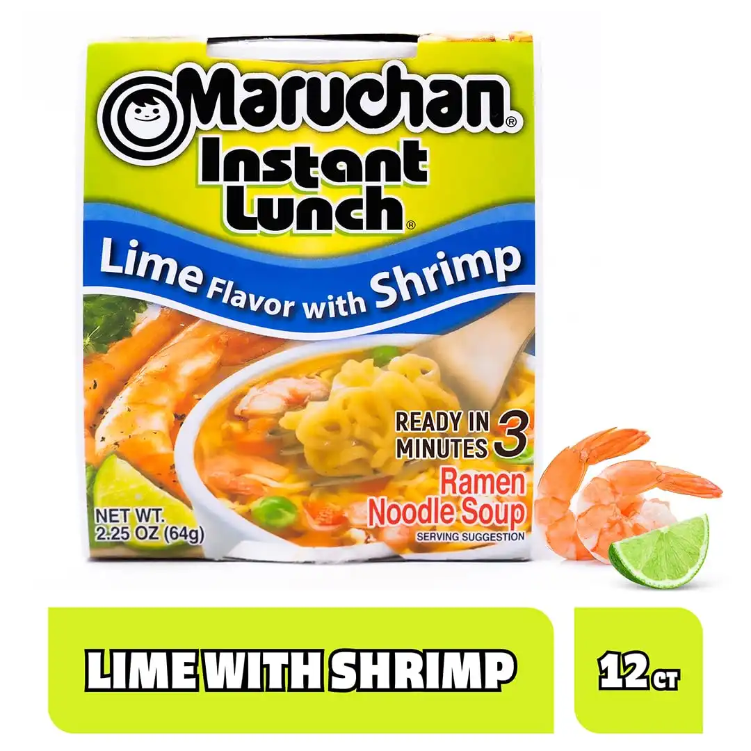 Maruchan Instant Lunch Ramen Noodles, Lime Flavor with Shrimp – Japanese-Style Instant Noodle Soup, Easy Meal Ready in 3 Minutes – 2.25 Oz. (12 Pack) - Image 3