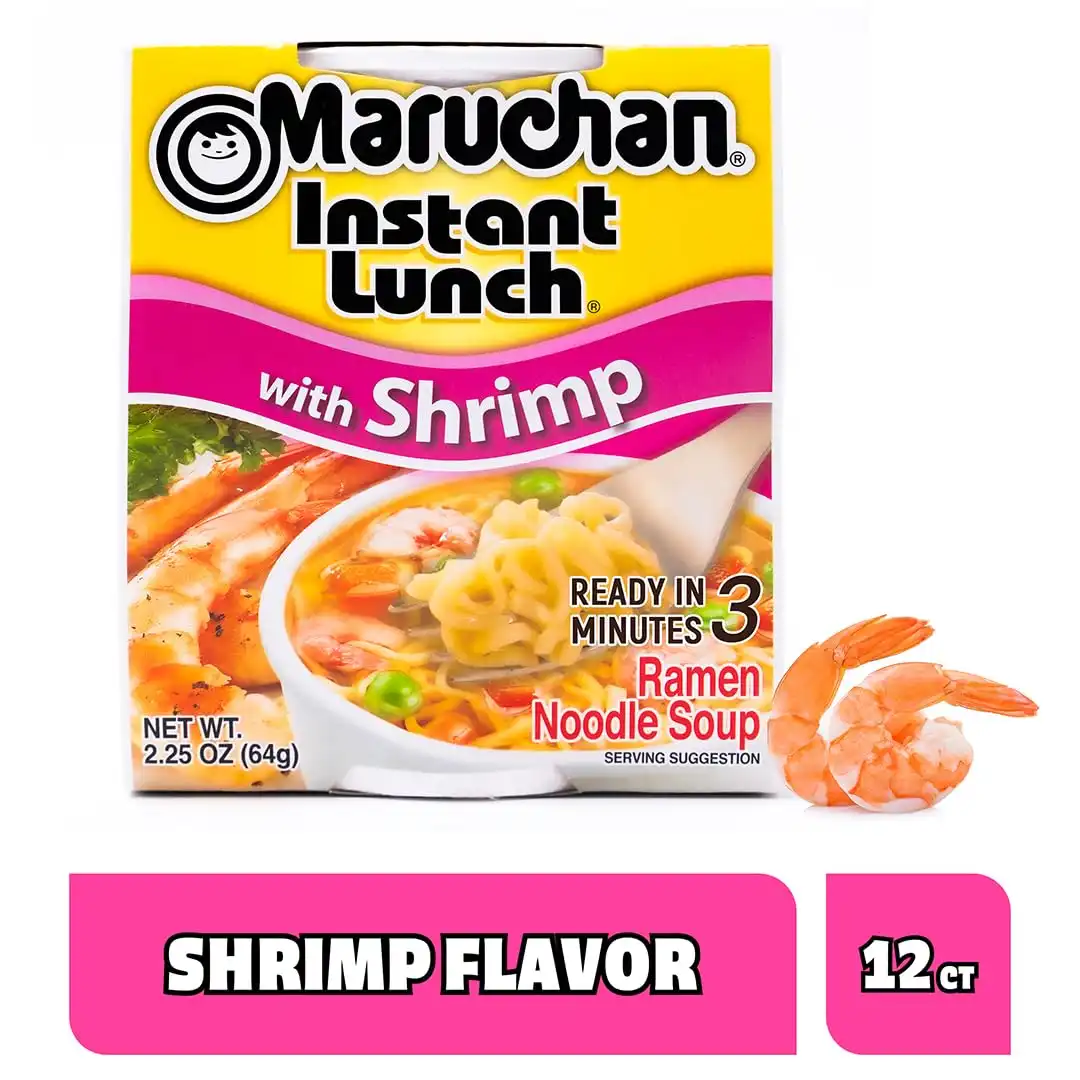 Maruchan Instant Lunch Ramen Noodles, Shrimp Flavor – Japanese-Style Instant Noodle Soup, Easy Meal Ready in 3 Minutes – 2.25 Oz. (12 Pack) - Image 3