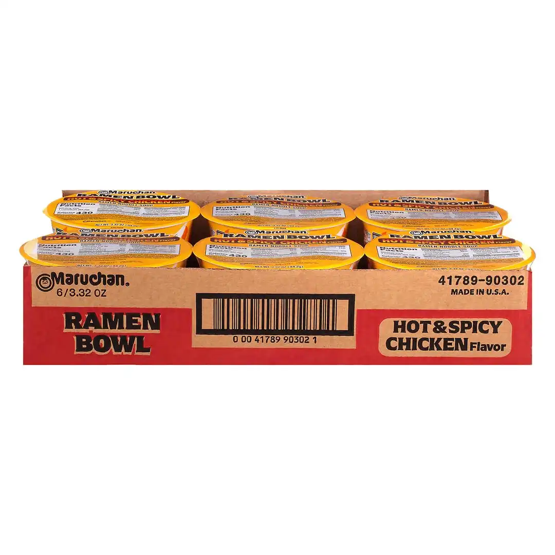 Alternative view of Maruchan Ramen Bowl, Hot & Spicy Chicken Flavor – Japanese-Style Instant Noodle Soup, Microwaveable Easy Meal for Busy Families – 3.39 Oz. (6 Pack)