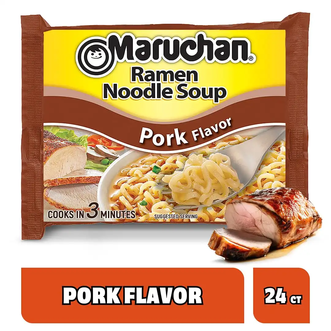 Maruchan Ramen Noodle Soup, Pork Flavor – Japanese-Style Instant Noodles, Quick & Easy Meal for Kids, Students & Busy Families – 3 Oz. (24 Pack) - Image 3