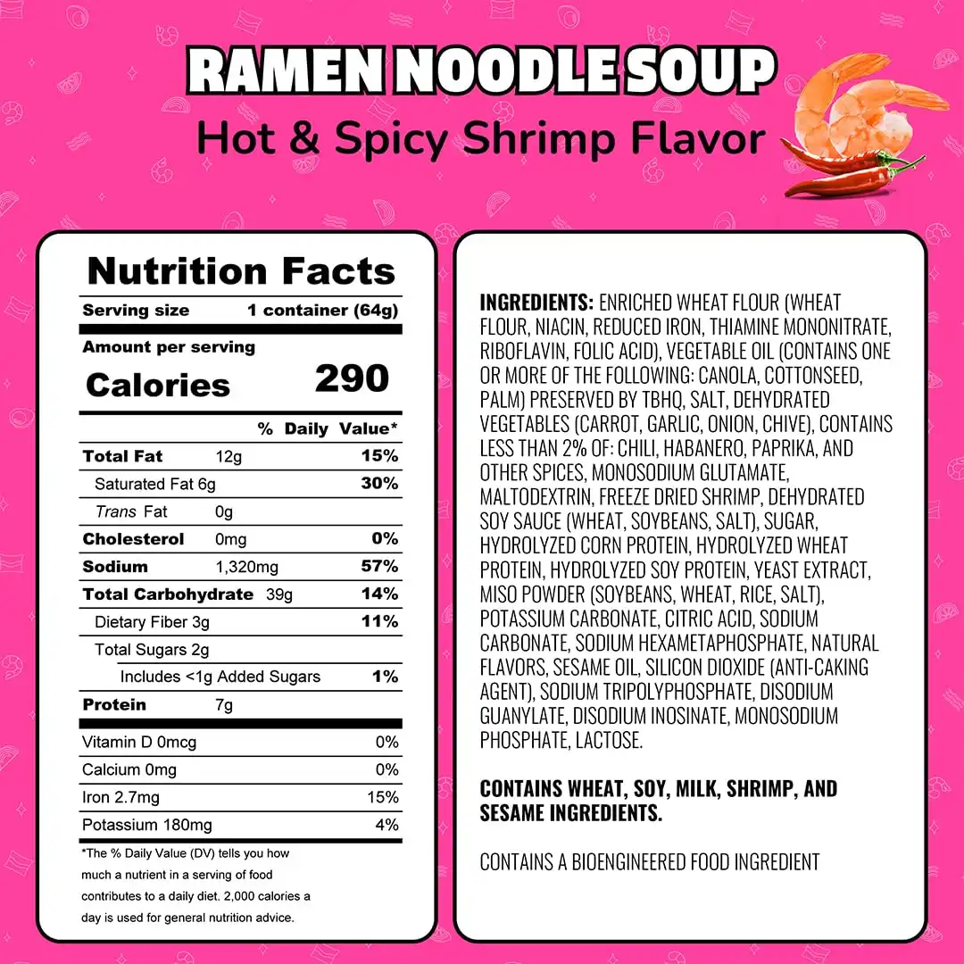 Alternative view of Maruchan Instant Lunch Ramen Noodles, Hot & Spicy Shrimp Flavor – Japanese-Style Instant Noodle Soup, Easy Meal Ready in 3 Minutes – 2.25 Oz. (12 Pack)