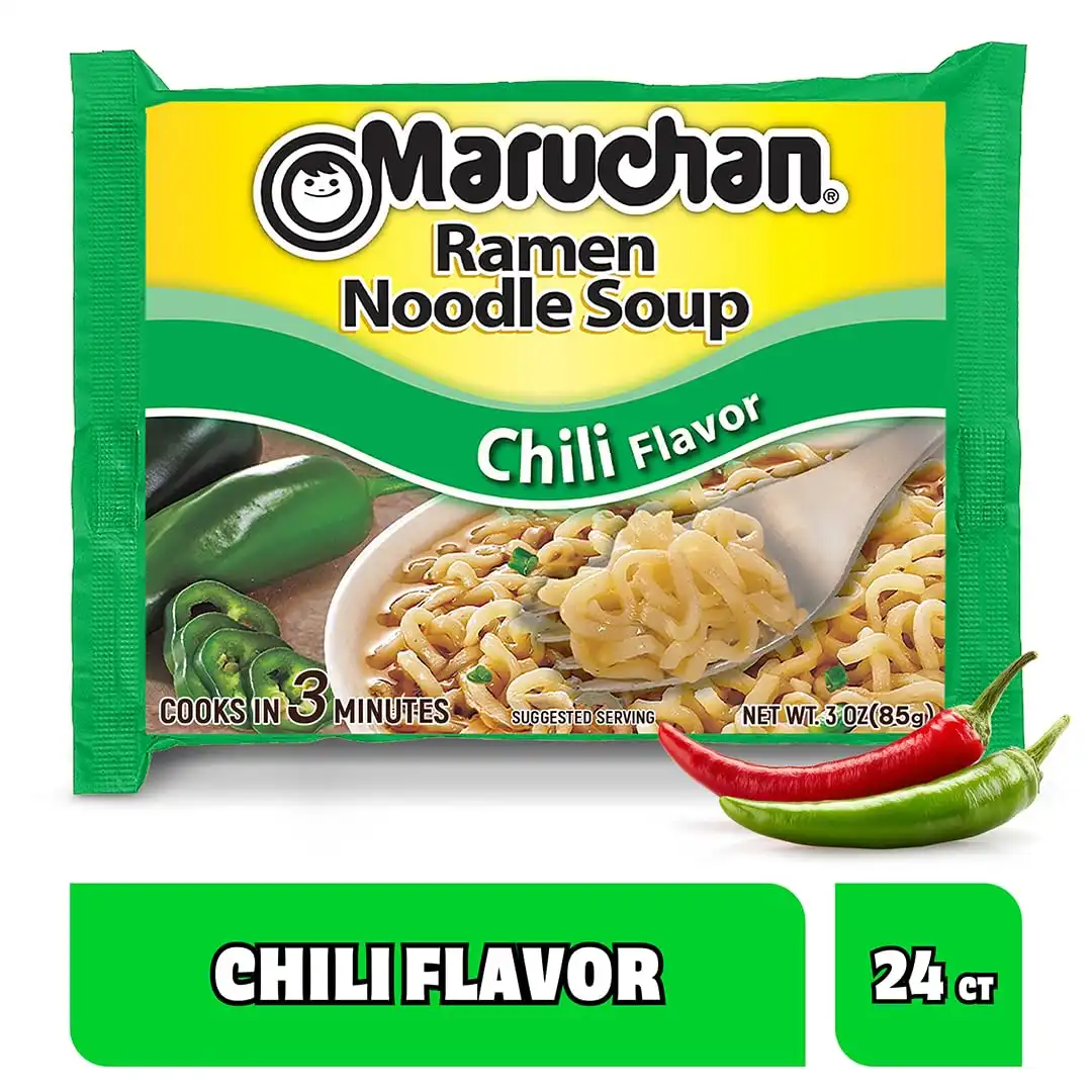 Maruchan Ramen Noodle Soup, Chili Flavor – Japanese-Style Instant Noodles, Quick & Easy Meal for Kids, Students & Busy Families – 3 Oz. (24 Pack) - Image 3