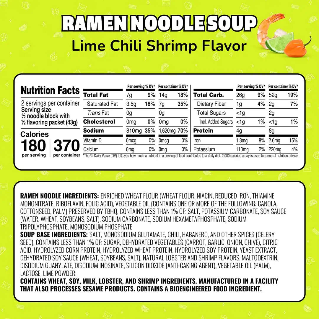 Alternative view of Maruchan Ramen Noodle Soup, Lime Chili Shrimp Flavor – Japanese-Style Instant Noodles, Quick & Easy Meal for Students & Busy Families – 3 Oz. (24 Pack)