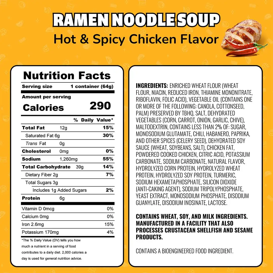 Alternative view of Maruchan Instant Lunch Ramen Noodles, Hot & Spicy Chicken Flavor – Japanese-Style Instant Noodle Soup, Easy Meal Ready in 3 Minutes – 2.25 Oz. (12 Pack)