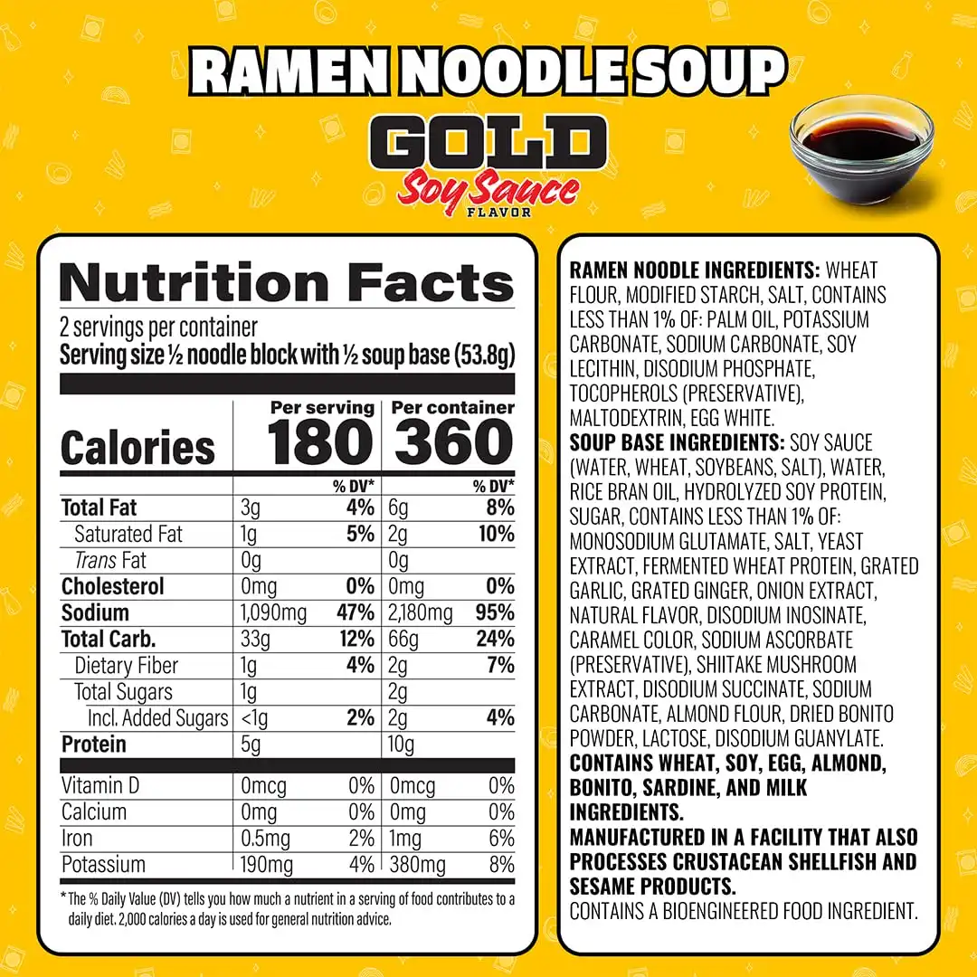 Alternative view of Maruchan Gold Ramen Noodle Soup, Soy Sauce Flavor – Restaurant Quality Japanese-Style Instant Noodles, Quick & Easy Meal – 3.79 Oz. (5 Pack)
