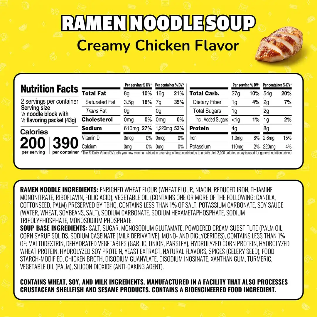 Alternative view of Maruchan Ramen Noodle Soup, Creamy Chicken Flavor – Japanese-Style Instant Noodles, Quick & Easy Meal for Students & Busy Families – 3 Oz. (24 Pack)