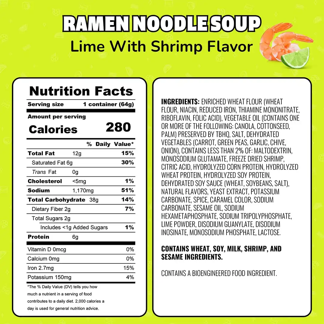 Alternative view of Maruchan Instant Lunch Ramen Noodles, Lime Flavor with Shrimp – Japanese-Style Instant Noodle Soup, Easy Meal Ready in 3 Minutes – 2.25 Oz. (12 Pack)