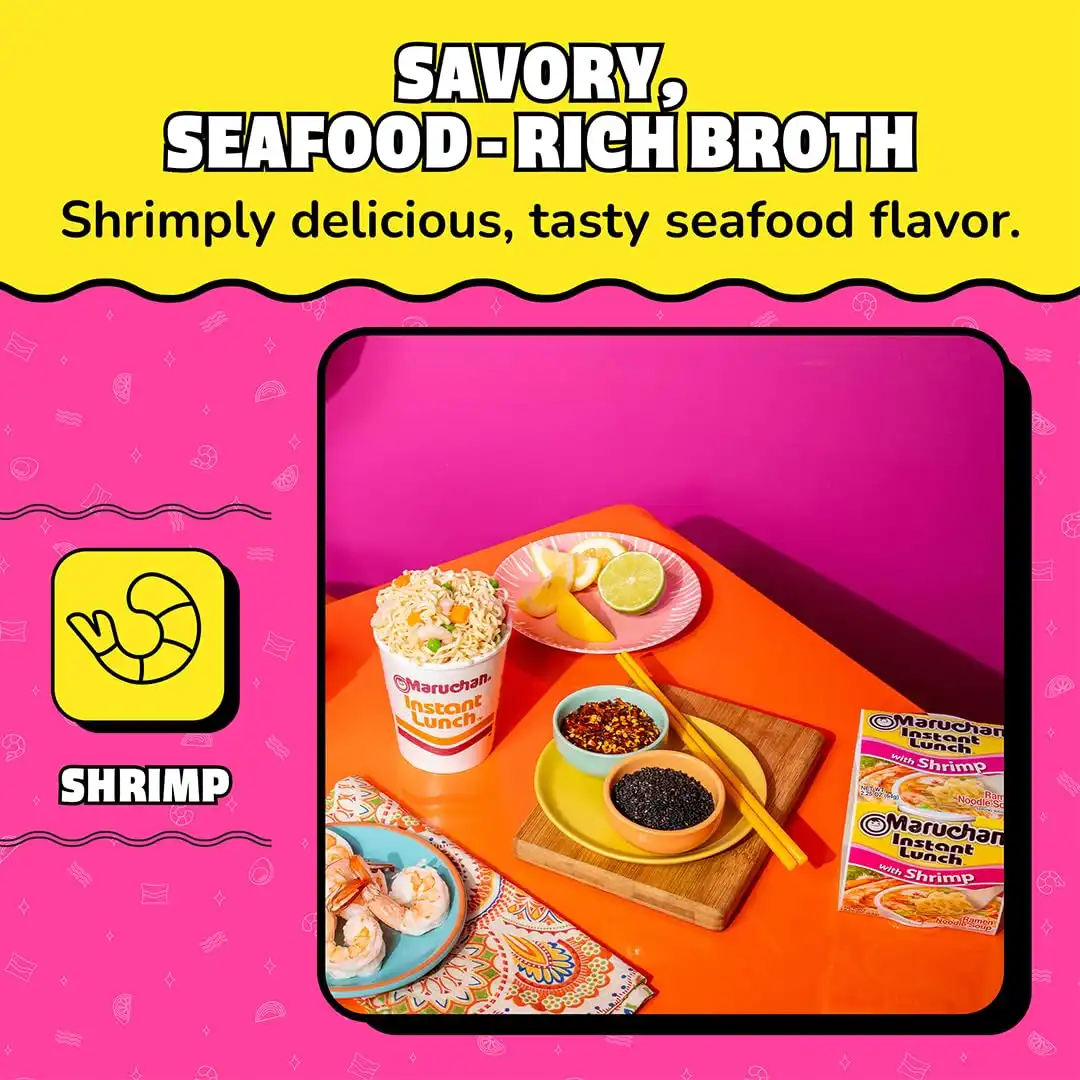 Maruchan Instant Lunch Ramen Noodles, Shrimp Flavor – Japanese-Style Instant Noodle Soup, Easy Meal Ready in 3 Minutes – 2.25 Oz. (12 Pack) - Image 4