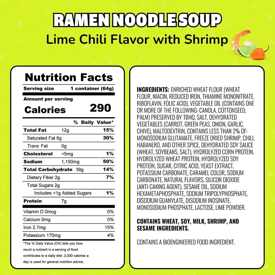 Alternative view of Maruchan Instant Lunch Ramen Noodles, Lime Chili with Shrimp – Japanese-Style Instant Noodle Soup, Easy Meal Ready in 3 Minutes – 2.25 Oz. (12 Pack)