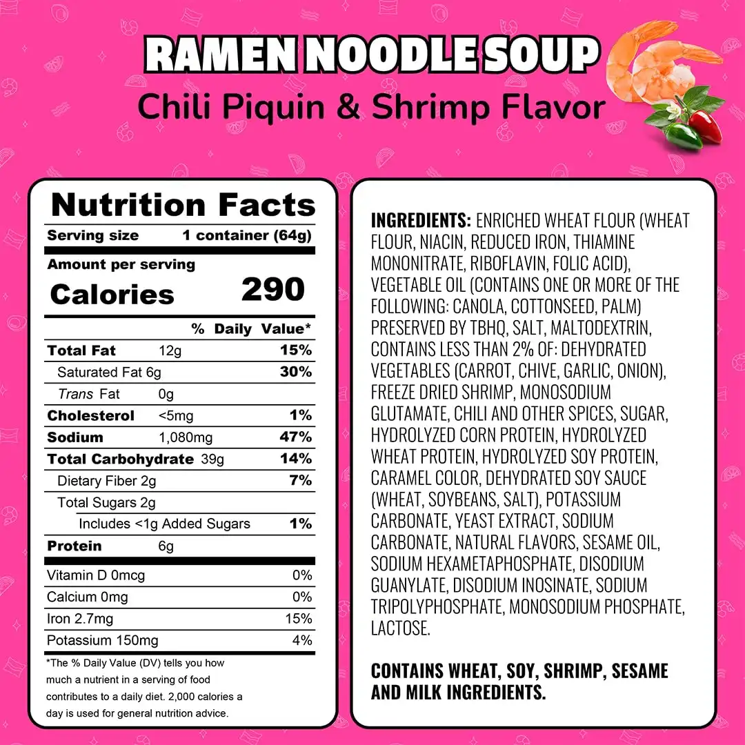 Alternative view of Maruchan Instant Lunch Ramen Noodles, Chili Piquin & Shrimp – Japanese-Style Instant Noodle Soup, Easy Meal Ready in 3 Minutes – 2.25 Oz. (12 Pack)