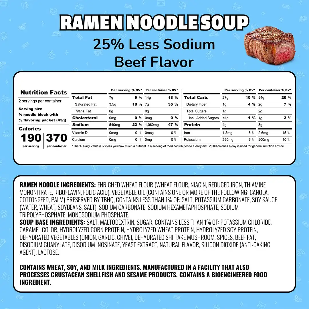 Alternative view of Maruchan Ramen Noodle Soup, Less Sodium Beef Flavor – Japanese-Style Instant Noodles, Quick & Easy Meal for Students & Busy Families – 3 Oz. (24 Pack)