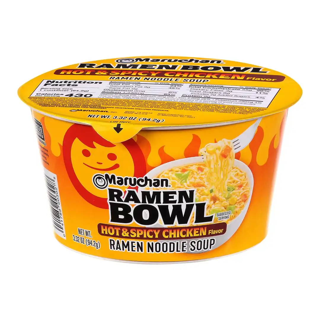 Maruchan Bowl Hot & Spicy Chicken Flavor Ramen Noodles With Vegetables, 3.32 Oz