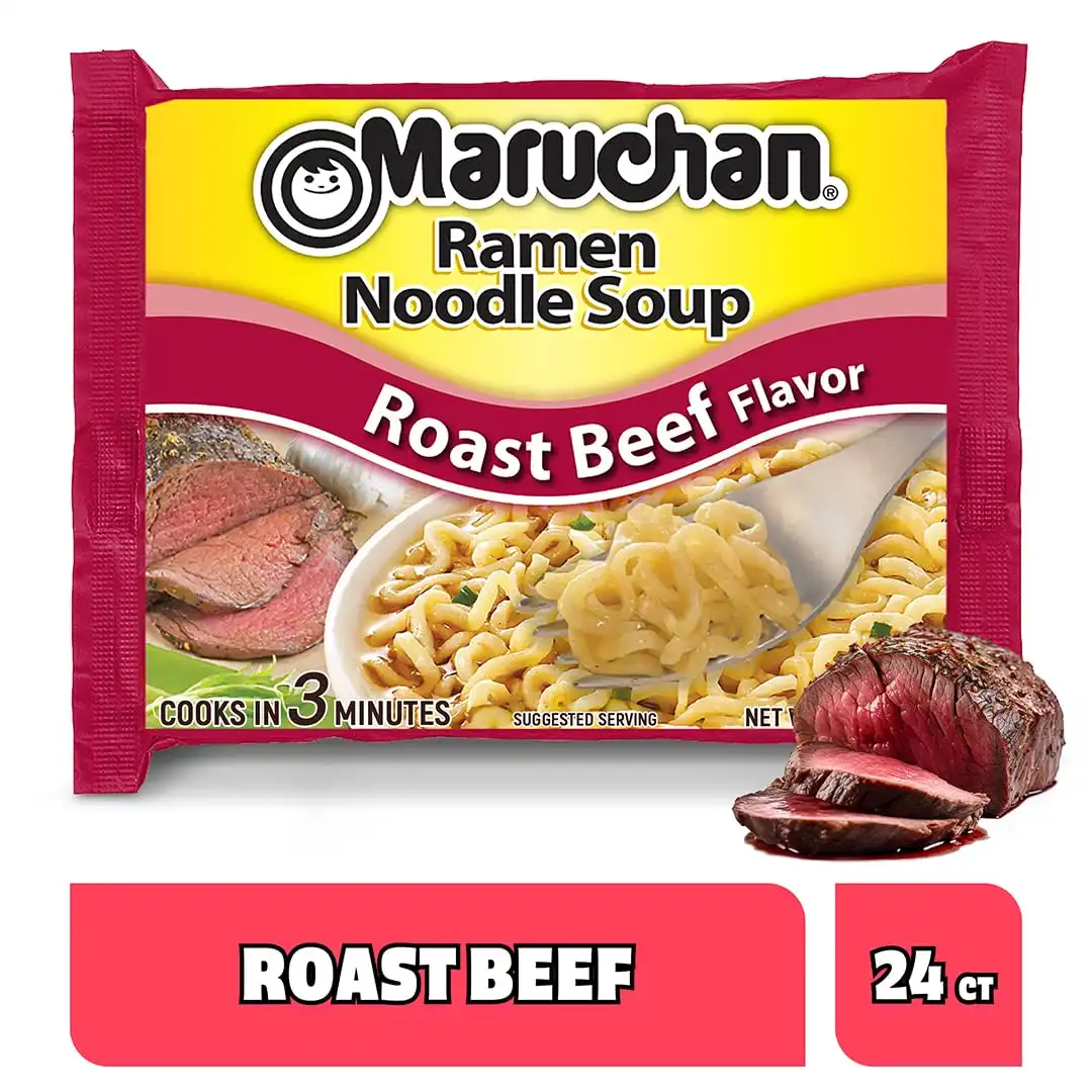 Maruchan Ramen Roast Beef,Instant Ramen Noodles,Ready to Eat Meals,3 Oz,(Pack of 48) - Image 3
