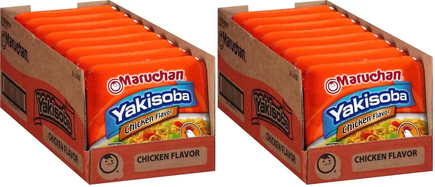 Maruchan Yakisoba, Chicken Flavor – Stir-Fried Japanese Instant Ramen Noodles, High Protein Microwavable Meal – 4 Oz. (Pack of 16)