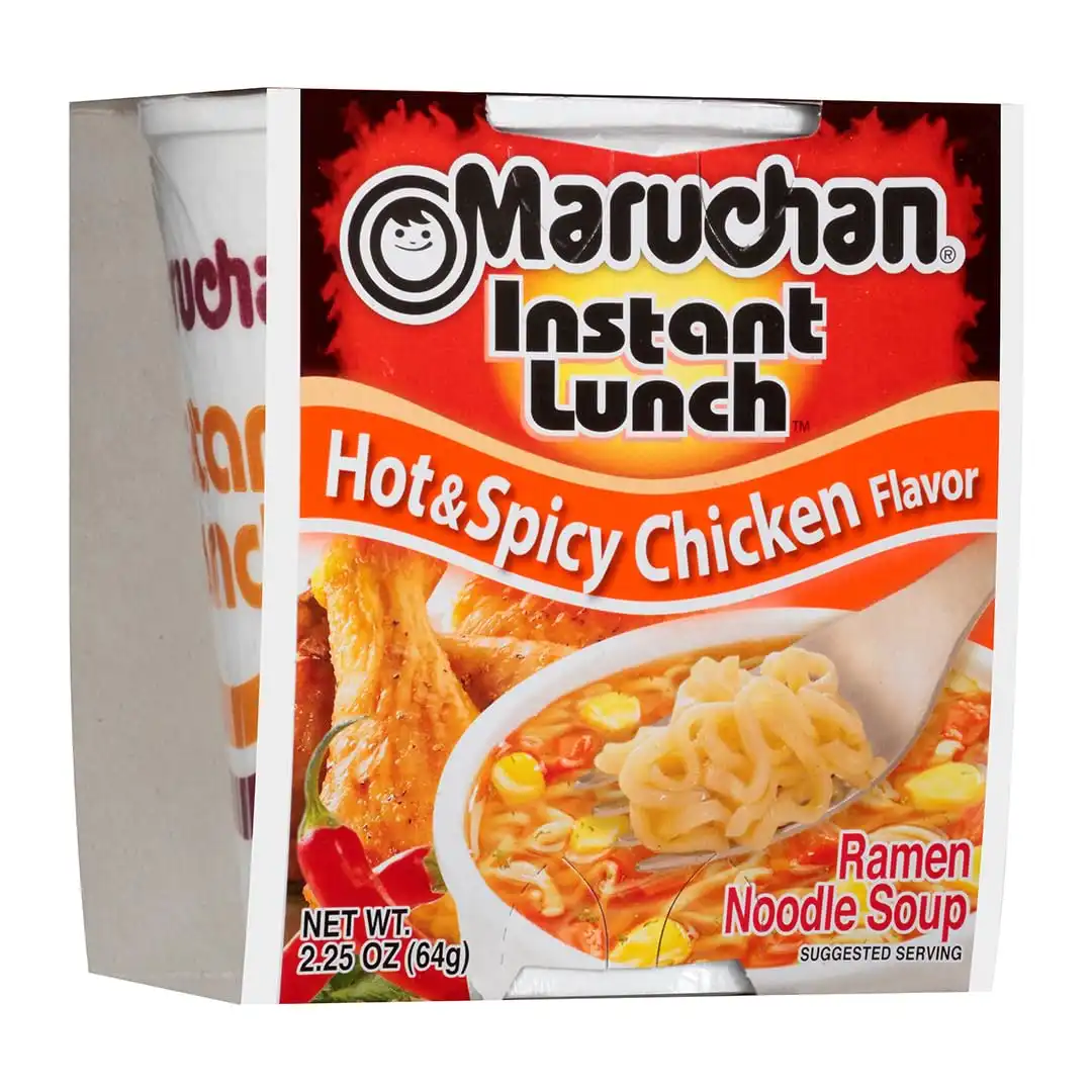 Maruchan Instant Lunch Ramen Noodles, Hot & Spicy Chicken Flavor – Japanese-Style Instant Noodle Soup, Easy Meal Ready in 3 Minutes – 2.25 Oz., (Pack of 24) - Image 6