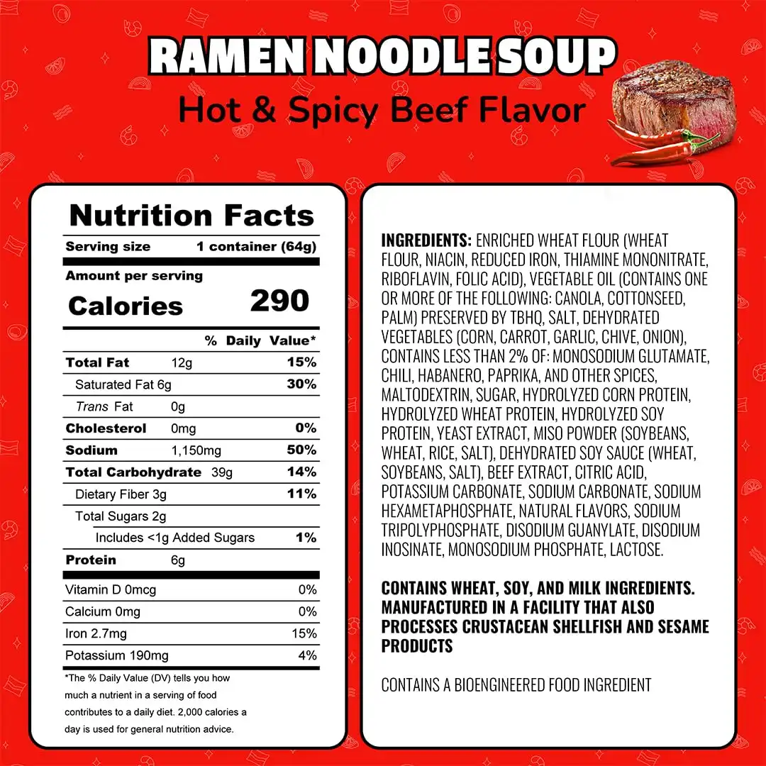 Alternative view of Maruchan Instant Lunch Ramen Noodles, Hot & Spicy Beef Flavor – Japanese-Style Instant Noodle Soup, Easy Meal Ready in 3 Minutes – 2.25 Oz. (12 Pack)