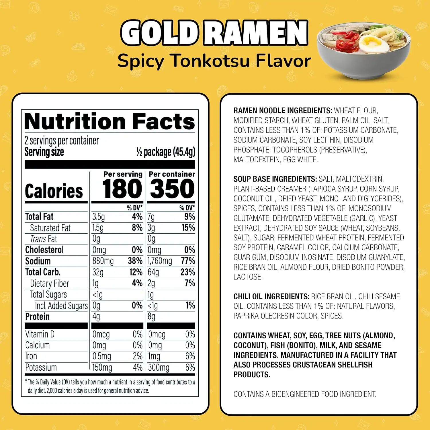 Alternative view of Maruchan Gold Ramen Noodle Soup, Spicy Tonkotsu Flavor – Restaurant Quality Japanese-Style Instant Noodles, Quick & Easy Meal – 3.2 Oz. (5 Pack)