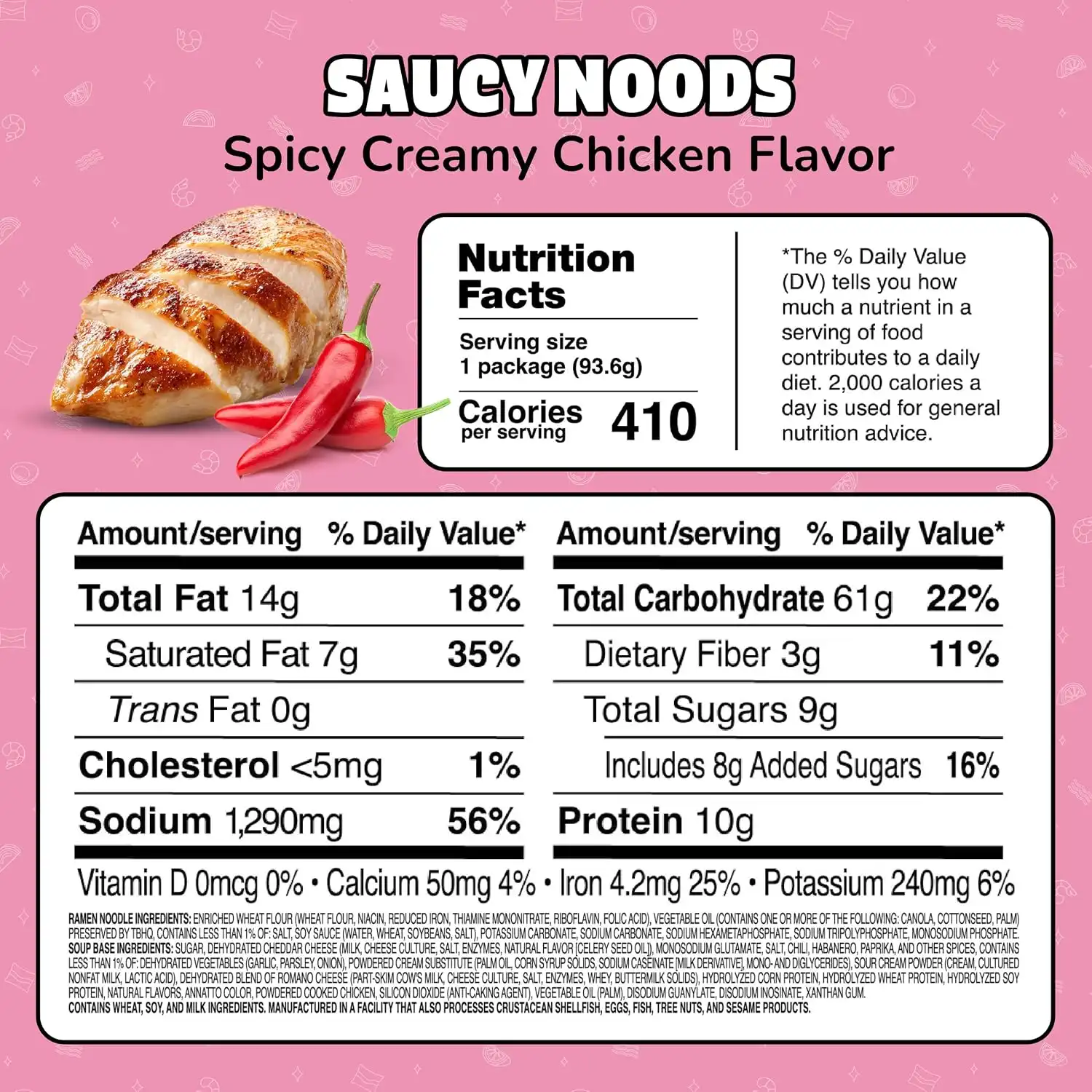 Alternative view of Maruchan Ramen Spicy Creamy Chicken Noodles, Saucy Noods – Stir Fry Style, Bold Korean-Inspired Sauce, Rich Flavor, Made in USA – 3.3 Oz. (20 Pack)