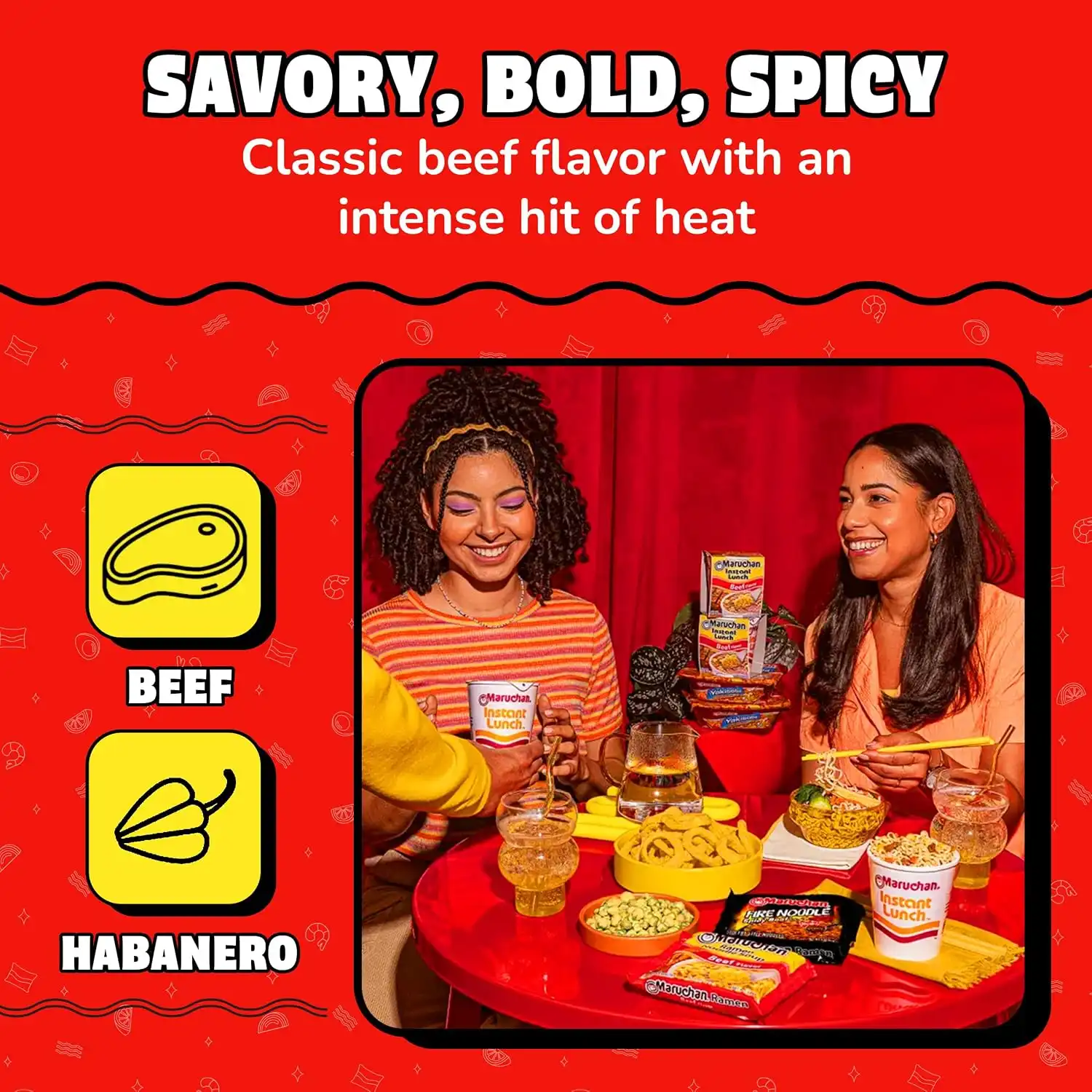 Maruchan Ramen Noodle Soup, FIRE Spicy Beef Flavor – Japanese-Style Instant Noodles, Quick & Easy Meal for Kids, Students & Busy Families – 3 Oz. (22 Pack) - Image 5