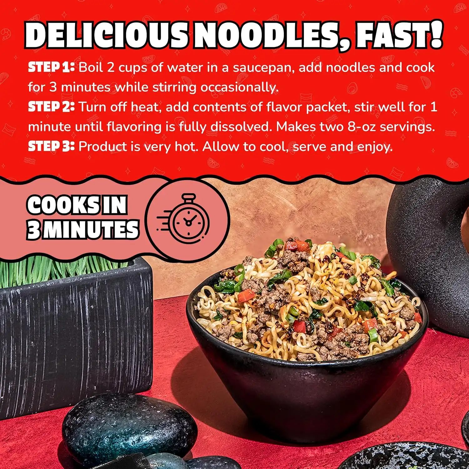 Maruchan Ramen Noodle Soup, FIRE Spicy Beef Flavor – Japanese-Style Instant Noodles, Quick & Easy Meal for Kids, Students & Busy Families – 3 Oz. (22 Pack) - Image 6