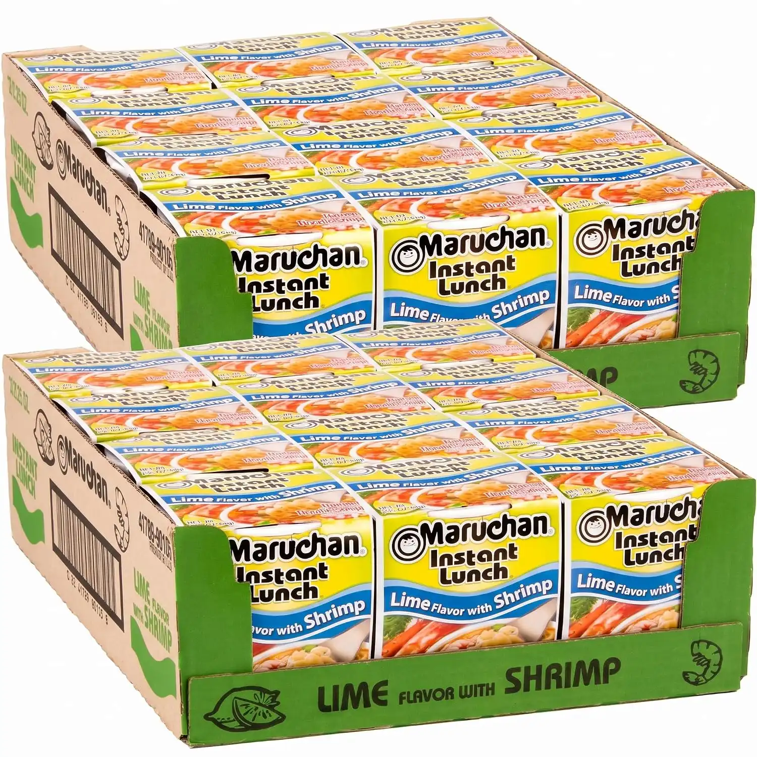 Maruchan Instant Lunch Ramen Noodles, Lime Flavor with Shrimp – Japanese-Style Instant Noodle Soup, Easy Meal Ready in 3 Minutes – 2.25 Oz. (Pack of 24)