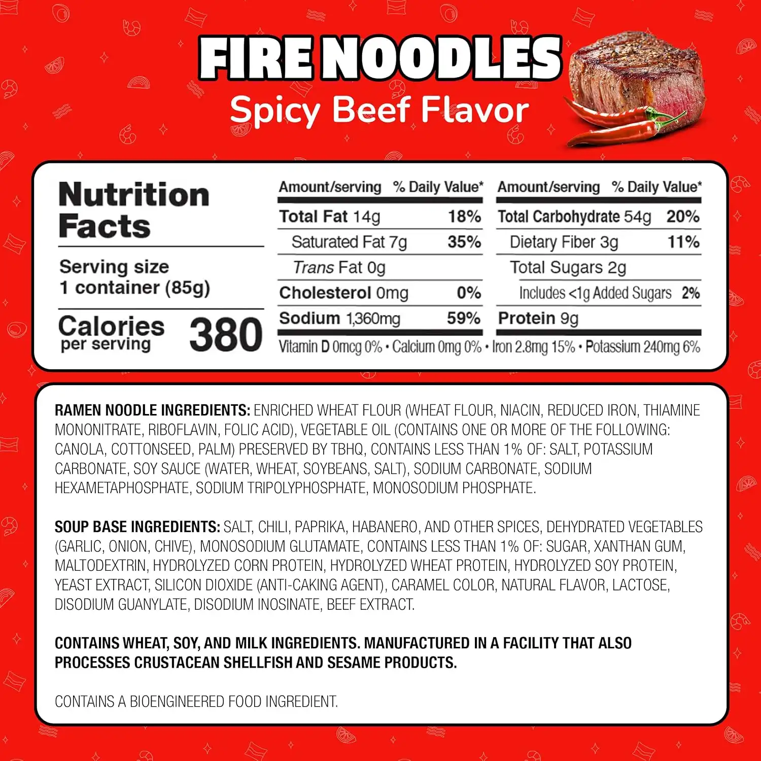 Alternative view of Maruchan Ramen Noodle Soup, FIRE Spicy Beef Flavor – Japanese-Style Instant Noodles, Quick & Easy Meal for Kids, Students & Busy Families – 3 Oz. (22 Pack)