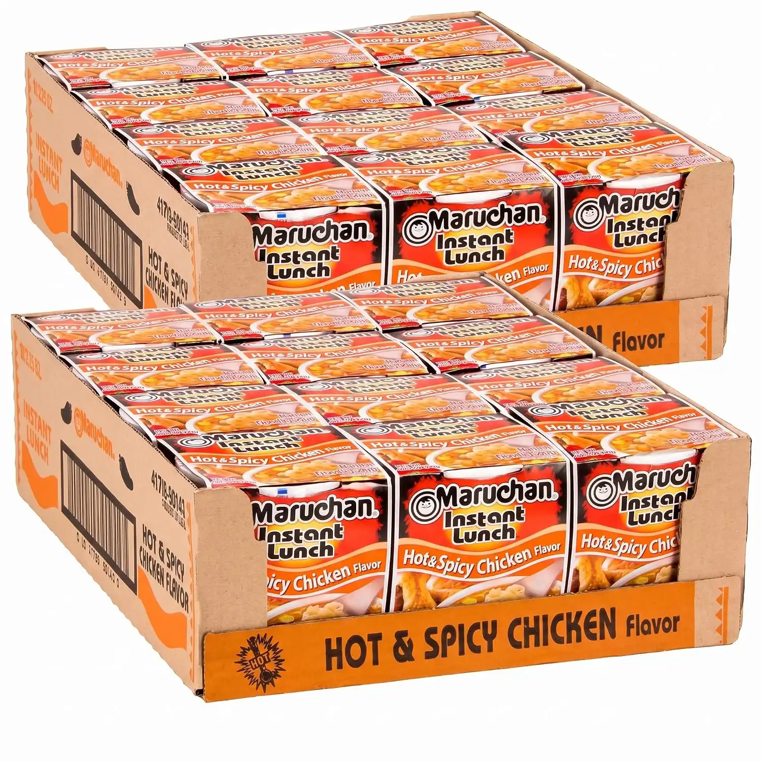 Maruchan Instant Lunch Ramen Noodles, Hot & Spicy Chicken Flavor – Japanese-Style Instant Noodle Soup, Easy Meal Ready in 3 Minutes – 2.25 Oz., (Pack of 24)