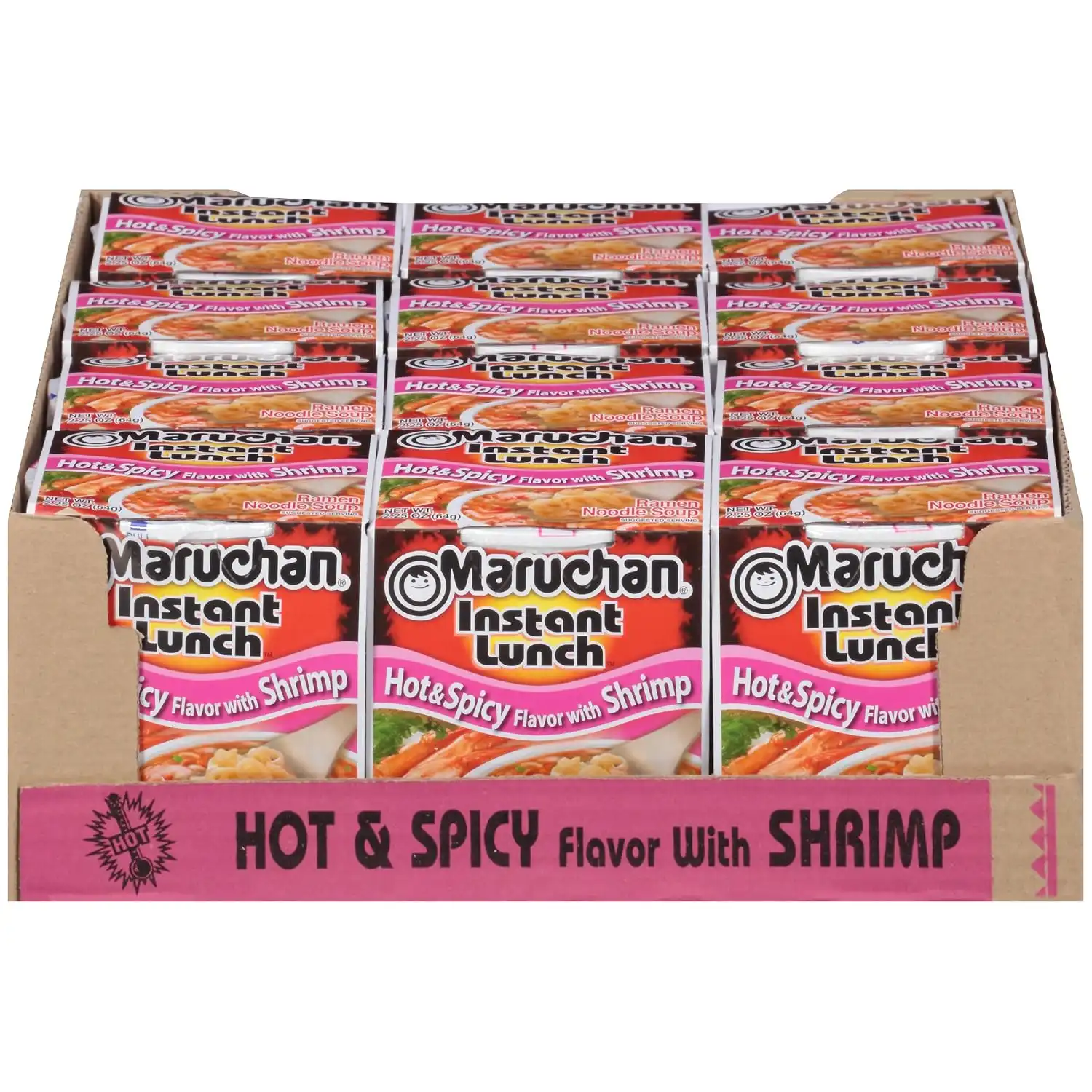 Maruchan Instant Lunch Ramen Noodles, Hot & Spicy Shrimp Flavor – Japanese-Style Instant Noodle Soup, Easy Meal Ready in 3 Minutes – 2.25 Oz., (Pack of 24) - Image 4