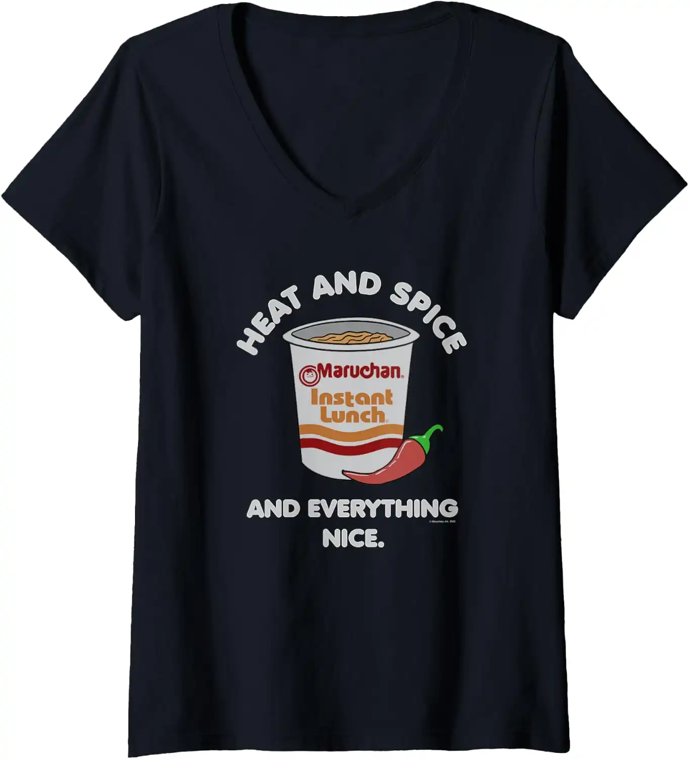 Womens Maruchan Heat And Spice And Everything Nice Logo V-Neck T-Shirt