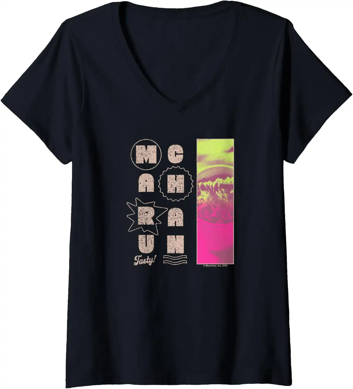 Maruchan Instant Lunch Tasty! Neon Picture Retro Poster V-Neck T-Shirt
