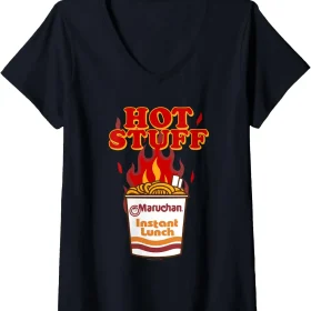 Maruchan Instant Lunch Hot Stuff Flaming Noodles Retro Shot V-Neck T-Shirt