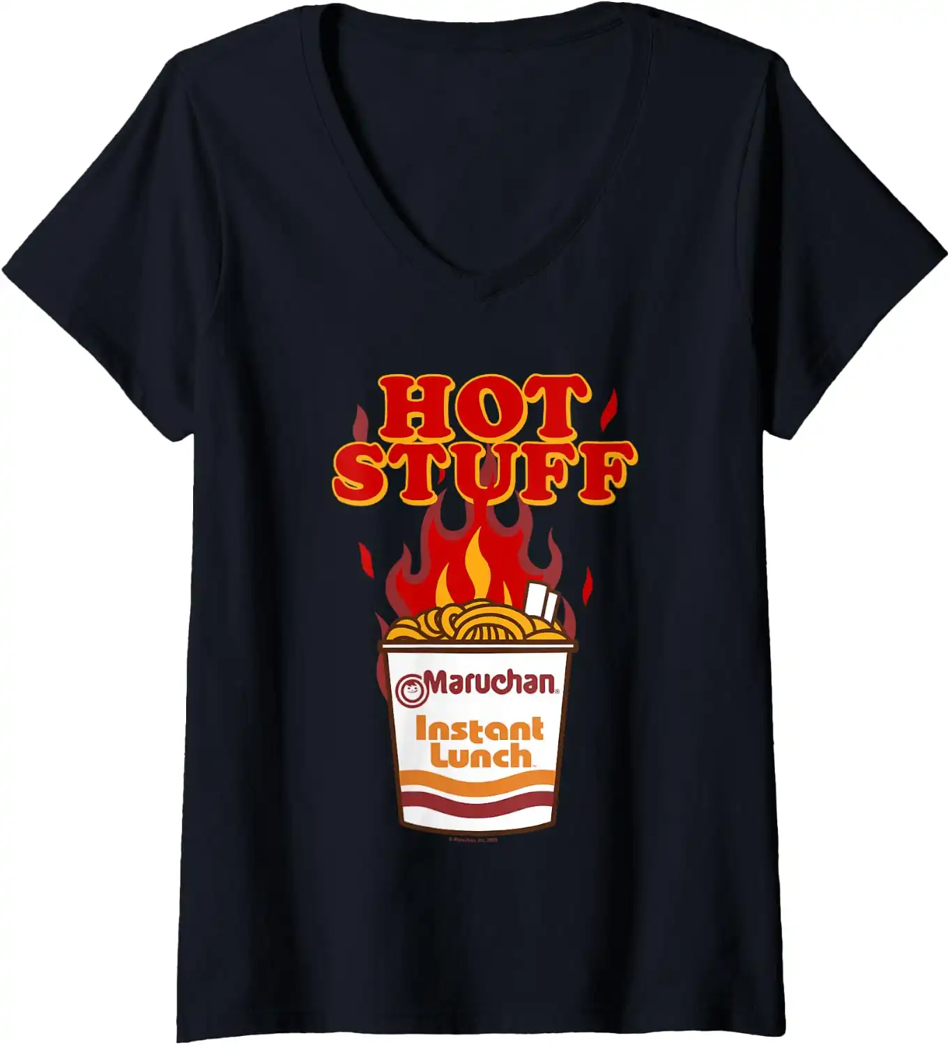 Maruchan Instant Lunch Hot Stuff Flaming Noodles Retro Shot V-Neck T-Shirt
