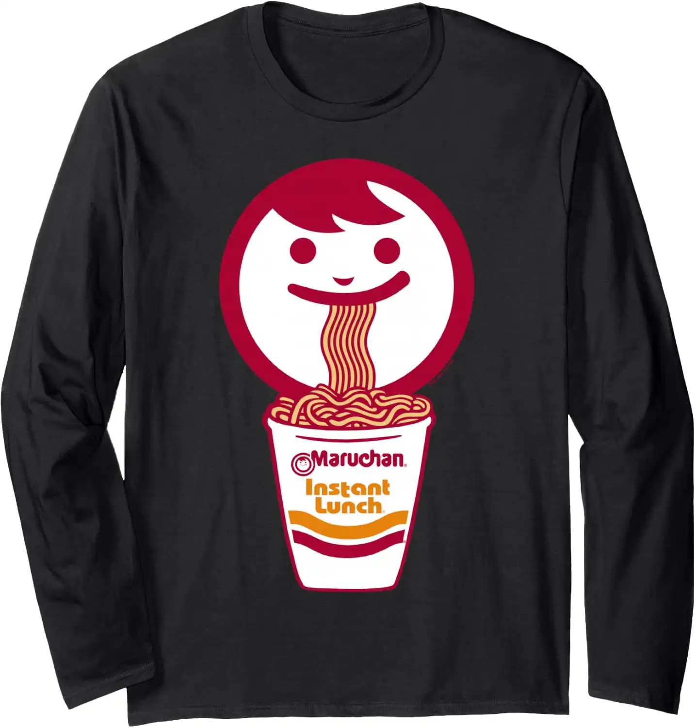 Maruchan Happy Face Eating Ramen Noodles Long Sleeve T-Shirt