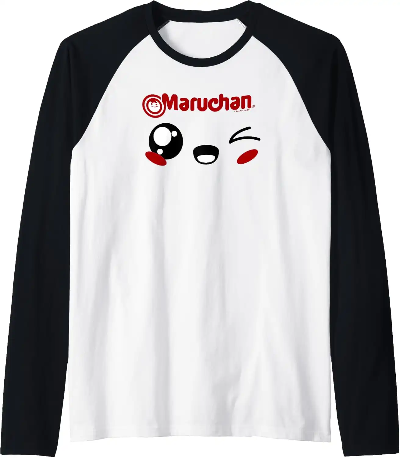 Maruchan Cute Winking Happy Face Raglan Baseball Tee