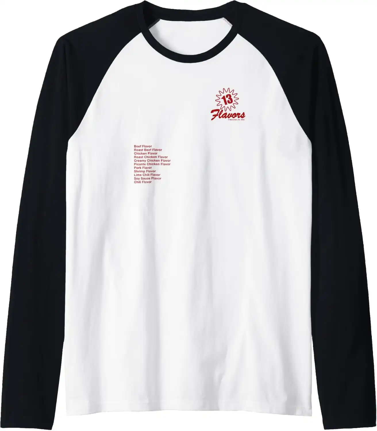 Maruchan 13 Flavors Ramen Noodle List Raglan Baseball Tee