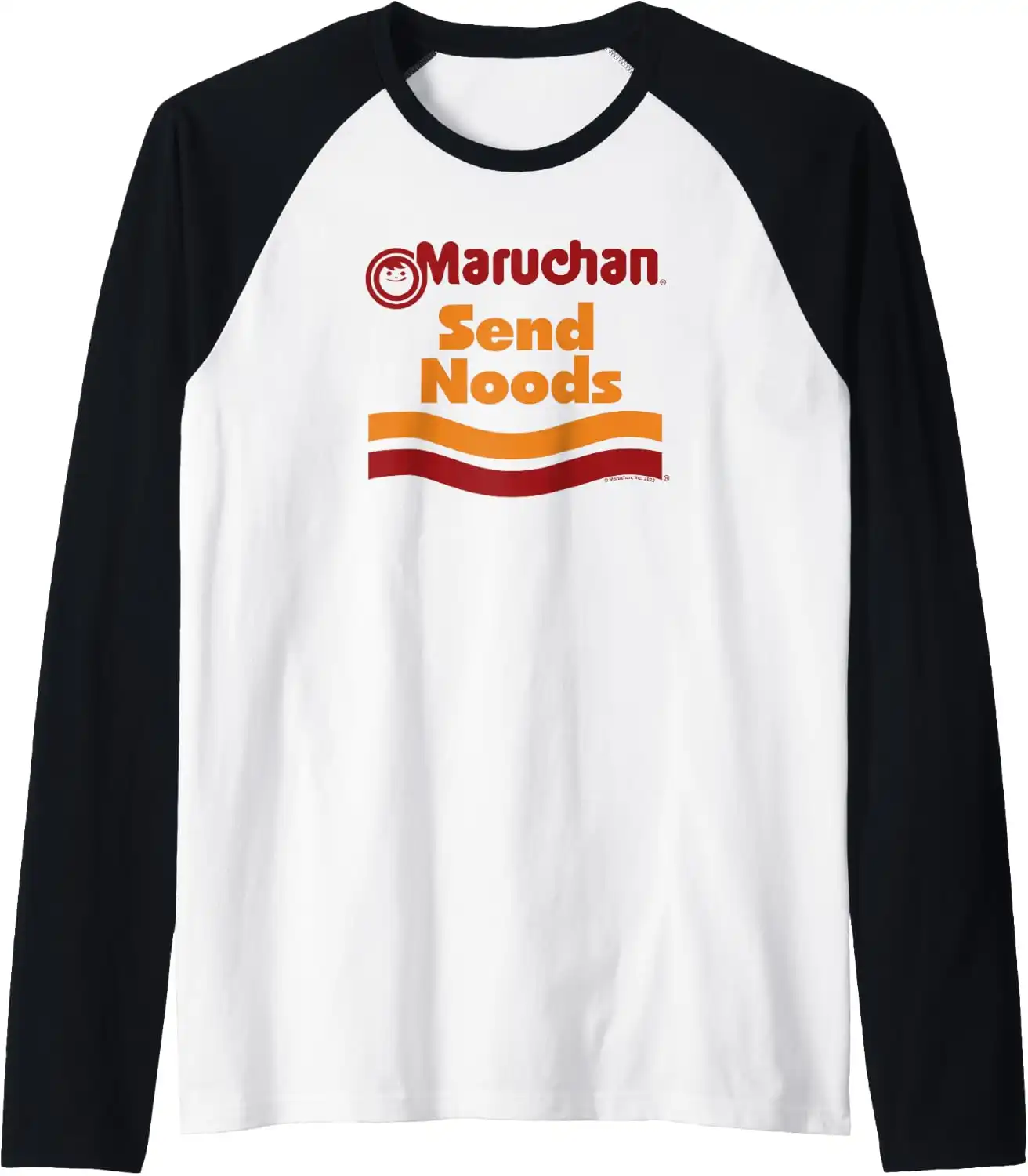 Maruchan Ramen Cup Send Noods Logo Raglan Baseball Tee
