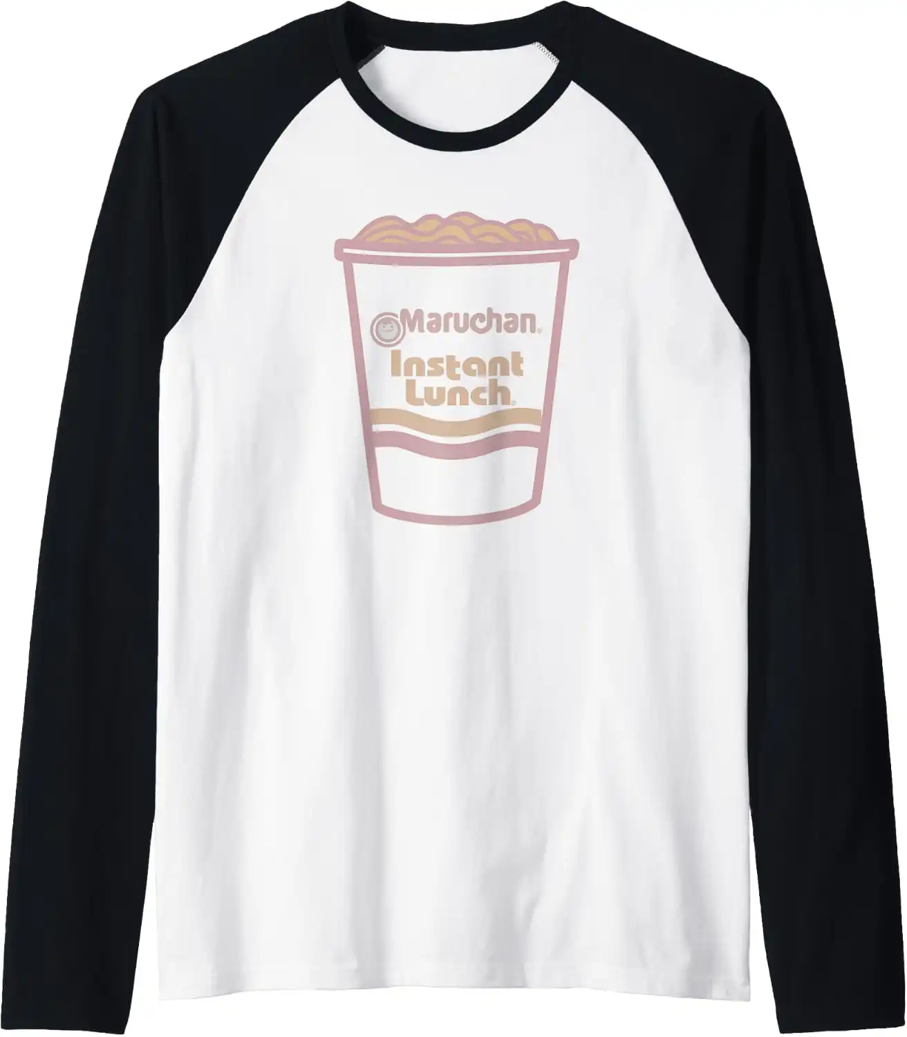 Maruchan Instant Lunch Ramen Cup Distressed Logo Raglan Baseball Tee - Image 1