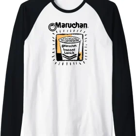 Maruchan Instant Lunch Ramen Cup Crayon Drawing Logo Raglan Baseball Tee