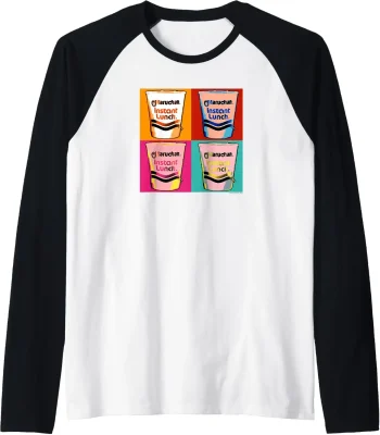 Maruchan Instant Lunch Ramen Cups Pop Art Painting Raglan Baseball Tee