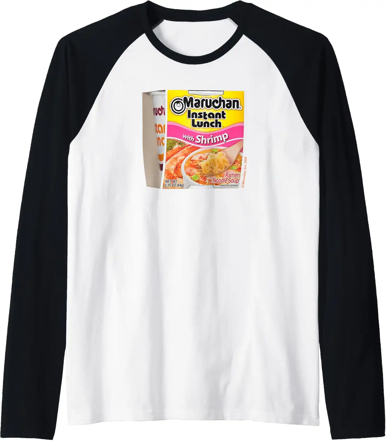Maruchan Instant Lunch Shrimp Flavor Package Noodle Cup Raglan Baseball Tee