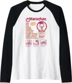 Maruchan Ramen Noodle Soup Preparation Steps Distressed Raglan Baseball Tee