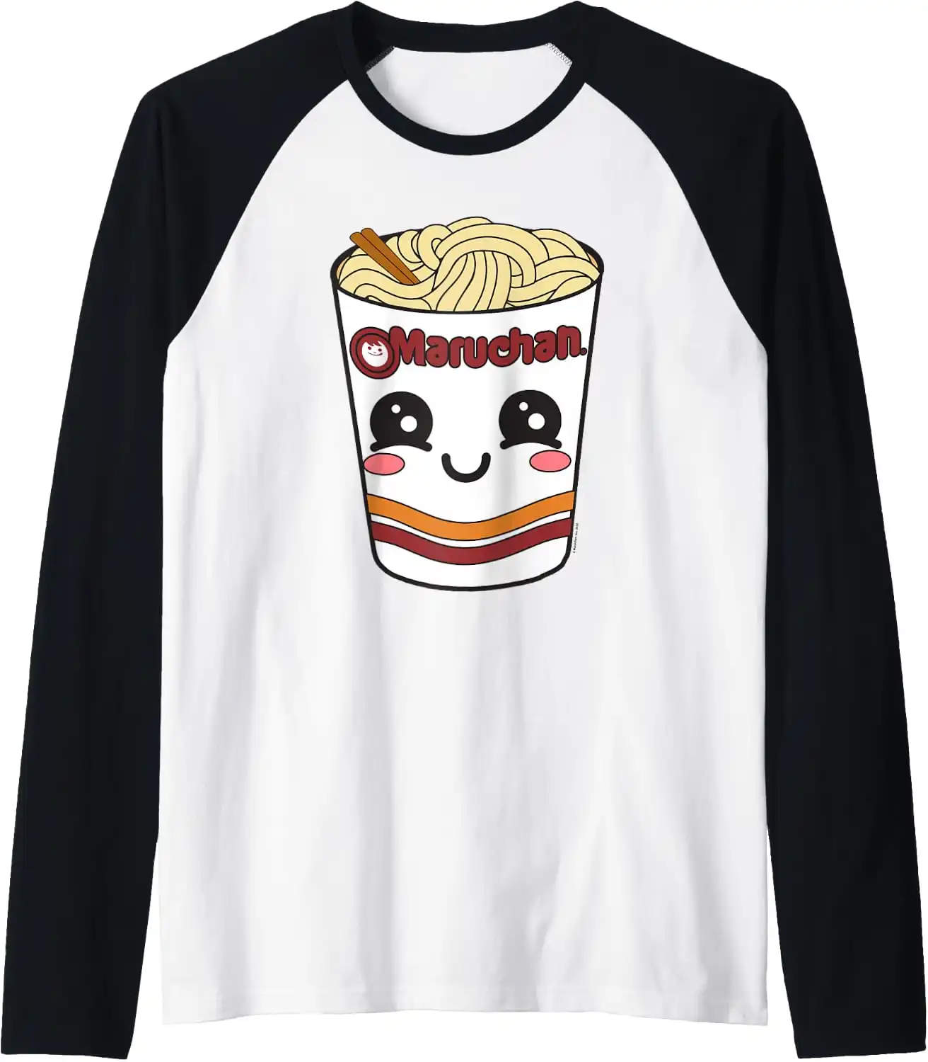 Maruchan Cute Ramen Noodle Cup Face Raglan Baseball Tee