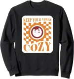 Maruchan Keep Your Vibes Cozy Checker Smiley Face Logo Sweatshirt
