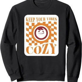 Maruchan Keep Your Vibes Cozy Checker Smiley Face Logo Sweatshirt