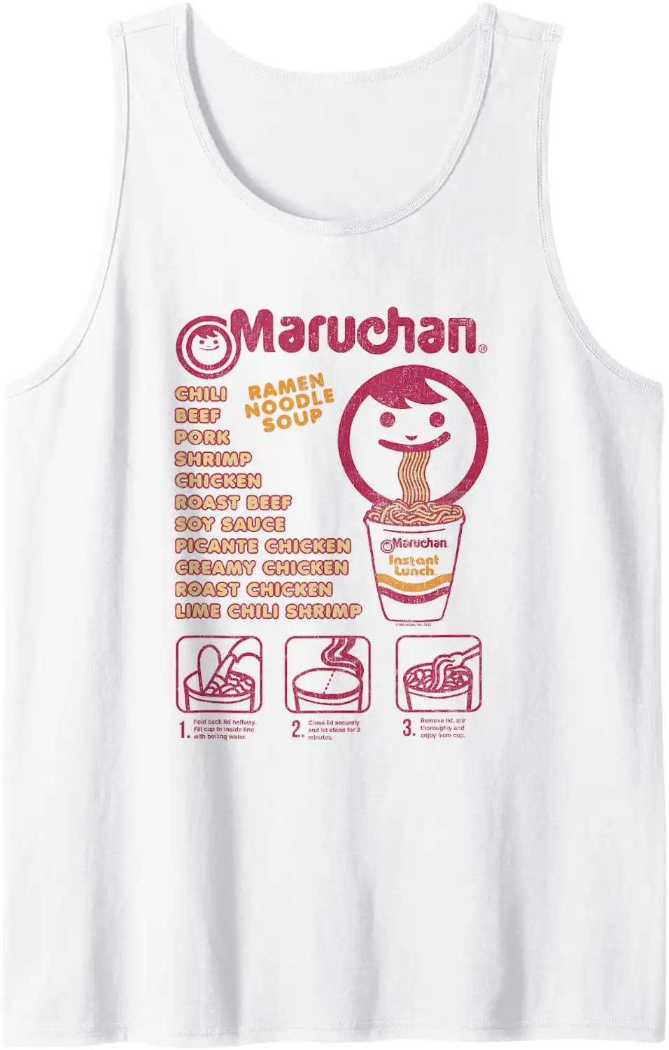 Maruchan Ramen Noodle Soup Preparation Steps Distressed Tank Top