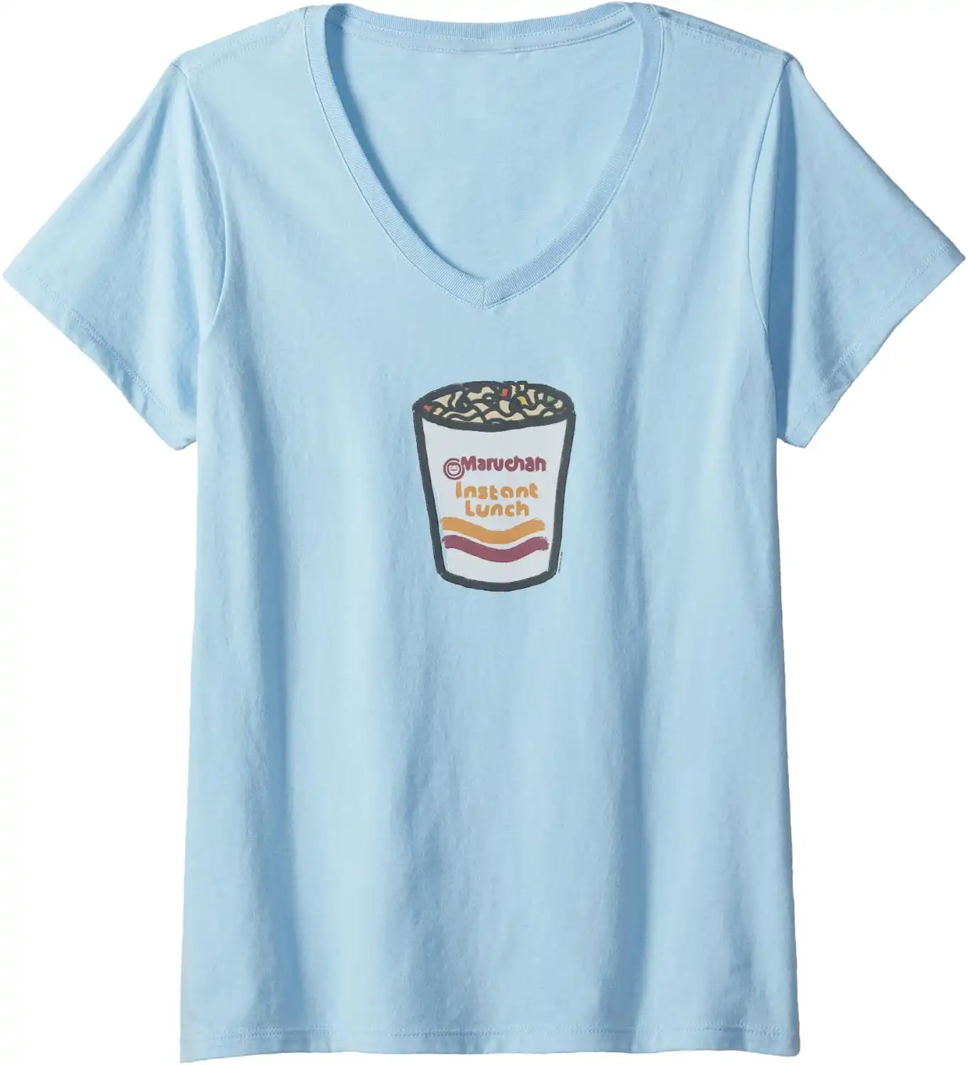 Womens Maruchan Instant Lunch Ramen Noodle Doodle V-Neck T-Shirt