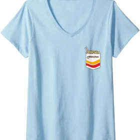 Womens Maruchan Instant Noodles Faux Pocket Logo V-Neck T-Shirt