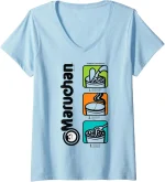 Womens Maruchan Instant Lunch Cooking Directions Icons V-Neck T-Shirt